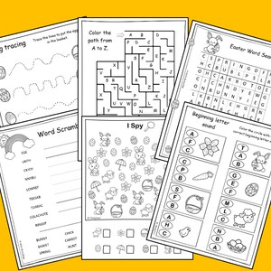 Easter worksheet for kids, Easter printables, Kindergarten Homeschool learning bundle, Easter Printable image 4