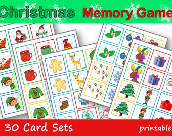 Christmas Memory Game, Printable Christmas Matching Game, Activity for Kids, Preschool Game