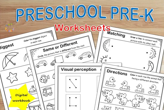 Pre-k Kindergarten Worksheets Learning Packet Printable - Etsy