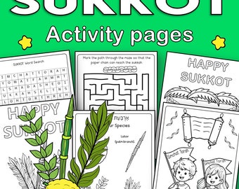Sukkot Activity & Coloring Pages: Jewish Holiday Worksheets for Kids (PDF Printable)