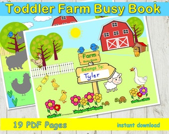 Toddler Farm Busy Book, Learning Binder, Homeschool Learning Materials , Quiet Book