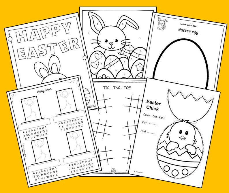 Easter worksheet for kids, Easter printables, Kindergarten Homeschool learning bundle, Easter Printable image 3