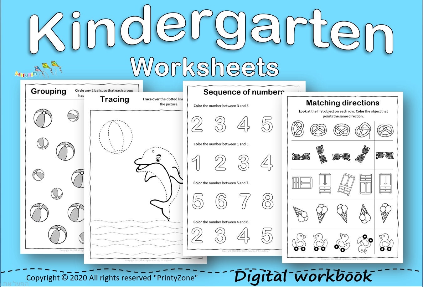 Worksheet for kids Kindergarten activity pack Printable | Etsy