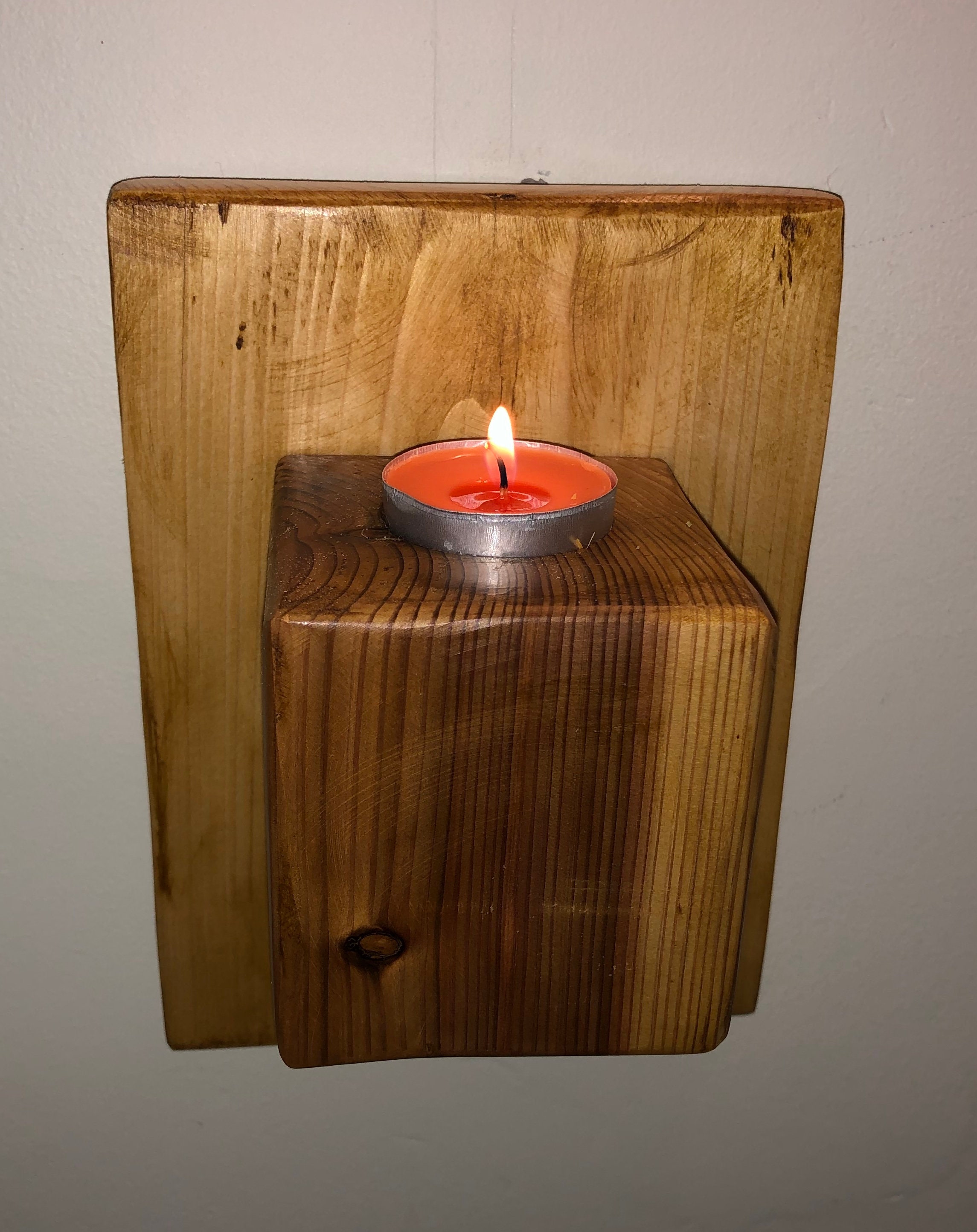 Upcycled Single Wooden Wall Mounted Tea Light Holder Etsy UK