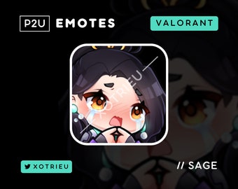 Valorant Sage - Cute Sage Chibi Emote - Kawaii | Gaming Twitch Discord Youtube PNG Avatar| P2U/Ready to Use - Shy Cry UWU Embarassed Please