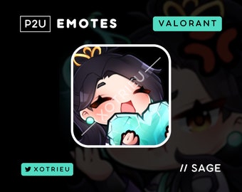Valorant Sage - Cute Sage Chibi Emote - Kawaii | Gaming Twitch Discord Youtube PNG Avatar| P2U/Ready to Use - Heart Love Happy
