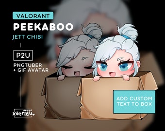 Valorant Jett Peekaboo PNGtuber | Schattige Jett Chibi-emote | Twitch Stream Model Avatar Vtuber Geanimeerde GIF - Stemreactieve Twitch Discord