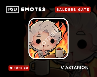 Balders Gate - Cute Astarion Chibi Emote - Kawaii - Gaming Twitch Discord Youtube PNG Avatar| P2U/Ready to Use - Fire Cup Everything is Fine