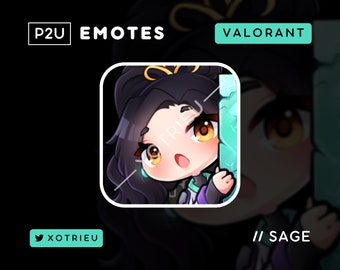 Valorant Sage - Cute Sage Chibi Emote - Kawaii | Gaming Twitch Discord Youtube PNG Avatar| P2U/Ready to Use - Peekaboo Sage Wall Peak Hide