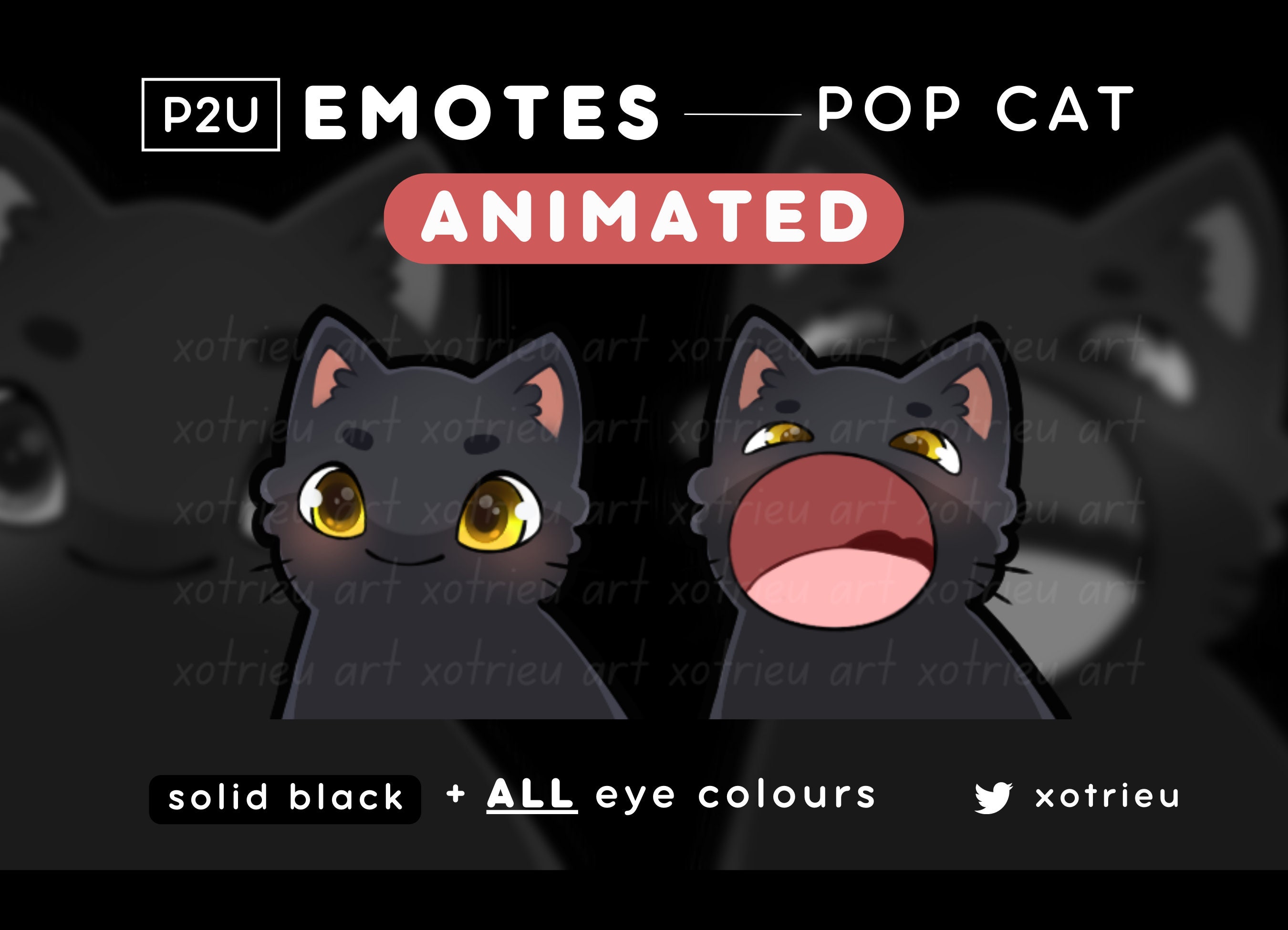 Animated Pop Cat Emote Cute Chibi Cat Kawaii Neko, Kitty Gaming Twitch