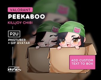 Valorant Spelbreker Peekaboo PNGtuber | Leuke spelbreker KJ Chibi-emote| Twitch Stream Model Avatar Vtuber Geanimeerde GIF - Stemreactieve onenigheid