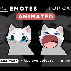 Animated Pop Cat Emote - Cute Chibi Cat - Kawaii - Neko, Kitty | Gaming Twitch/Discord | P2U/Ready to Use | GIF Emote Sticker - White Cat