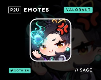 Valorant Sage - Cute Sage Chibi Emote - Kawaii | Gaming Twitch Discord Youtube PNG Avatar| P2U/Ready to Use - Rez Me Angry Rage
