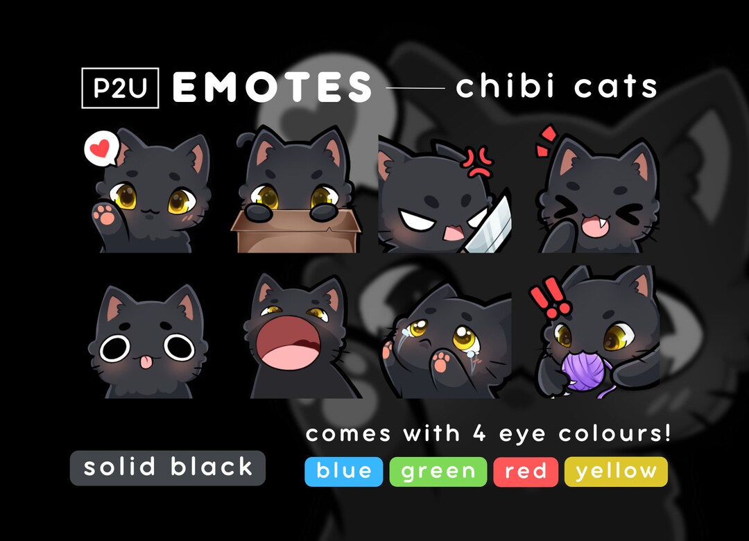 Cute Cat Emote Pack Set Chibi Cat Kawaii Neko Kitty Etsy