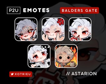 Balders Gate Emote Pack Set - Cute Astarion Chibi Emote - Kawaii - Gaming Twitch Discord Youtube PNG Avatar| P2U/Ready to Use