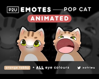 Animated Pop Cat Emote - Cute Chibi Cat - Kawaii - Neko, Kitty | Gaming Twitch/Discord | GIF Emote Sticker - Orange Tabby Cat
