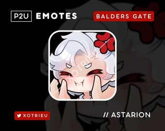 Balders Gate - Cute Astarion Chibi Emote - Kawaii - Gaming Twitch Discord Youtube PNG Avatar| P2U/Ready to Use - Squish Cheeks