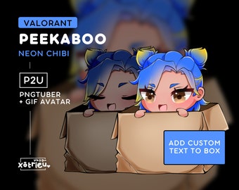 Valorant Neon Peekaboo PNGtuber | Cute Neon Chibi Emote | Twitch Stream Model Avatar Vtuber Animated GIF - Voice Reactive Twitch Discord