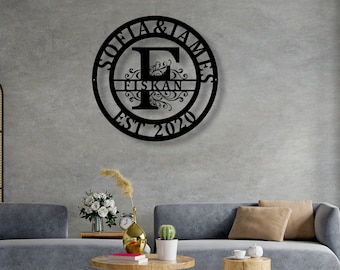Personalized Last Name Signs Split Letter Monogram Sign Family Name Sign Door Hanger Outdoor Metal Sign Wedding Gift Housewarming Gift
