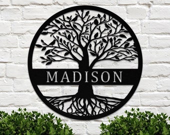 Personalized tree of life metal sign Custom metal Family Last Name tree sign Metal Wall Art Front Door Decor Housewarming Gift Wedding Gift