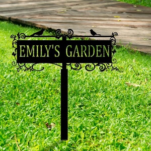 Custom Garden Sign, Metal Garden Stake Sign, Personalized Garden Name Sign, Garden Metal Yard Art, Address Plaque for Outdoor Garden Décor