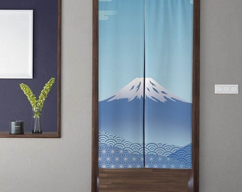 Japanese Noren Curtain, Japanese Gold and Blue Great Wave Curtain