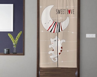 Japanse stijl kawaii Noren deurgordijnen modern minimalistisch schattig katje deuropening gordijn, voor kinderslaapkamer scheidingsdeur privacy decor
