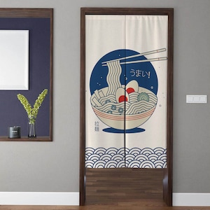 Japanese Style Noren Door Curtain Japanese Art Noren Drapes Window Treatment Feng Shui for Ramen Restaurant Entrance Kitchen Door Decoration