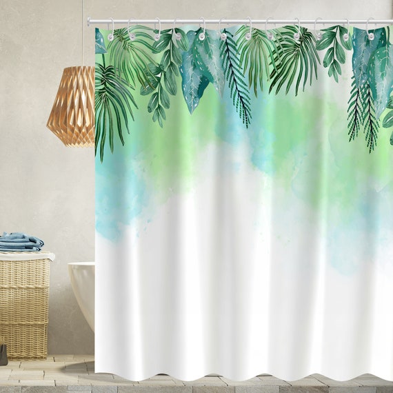 Mint green shower curtain deals