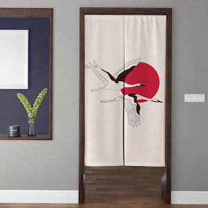 Japanese Art Noren Door Curtain modern minimalist white crane sun   Pattern Doorway Curtain For Kitchen Partition Bedroom Door Privacy Decor