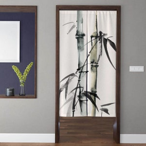 Oriental Style Bamboo Noren Door Curtain, Traditional Doorway Curtain, Japanese Art Door Drapes Window Treatments for Restaurant Home Decor