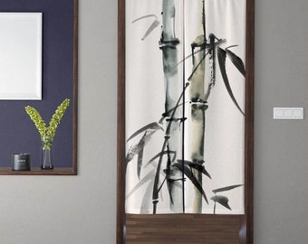 Oriental Style Bamboo Noren Door Curtain, Traditional Doorway Curtain, Japanese Art Door Drapes Window Treatments for Restaurant Home Decor