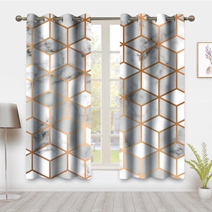 Marmor Muster Fenstervorhang Modern Abstrakte Geometrie Hexagon Weiß Grau Luxus Textur Fensterbehandlungen Drapes Für Schlafzimmer Dekor