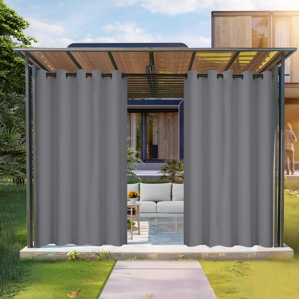 Dark Grey Outdoor Curtains  - Indoor Outdoor Patio 1 Panel Curtain Blackout & Windproof Privacy Drapes for Porch Front Door Pergola Gazebo