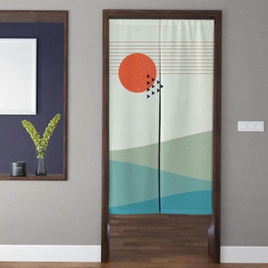 Abstract Sunset Noren Curtain: Bohemia Art Doorway Decor