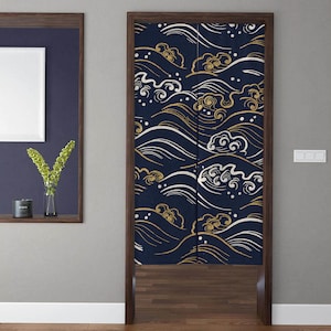 Noren Japanese Doorway Curtain Wave Japanese Style Window Treatments Door drapes Panels for Kitchen Privacy Bedroom Door Partition Decor