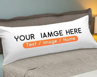 Custom body Pillow with Picture Text, Customized Photo Long Body Pillowcase, Personalized Throw Pillow Cover, Durability Two-Sides Design