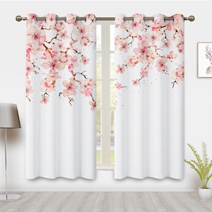 Japansk konststil fönstergardiner, moderna minimalistiska körsbärsblommor mönster fönsterbehandlingar, för rum sovrum hem inredning avskildhet
