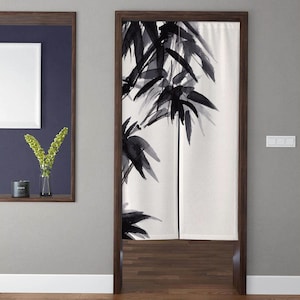 Japanese-style Art Noren Door Curtains, Vintage ink painting mangosteen Pattern Doorway Curtain Kitchen Partition Bedroom Door Privacy Decor
