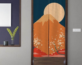 Japanese Noren Door Curtain Japan Art Moon Ukiyoe Hokusai Red Fuji Mountain Cherry Door Tapestry For Partition Kitchen Home Privacy Decor