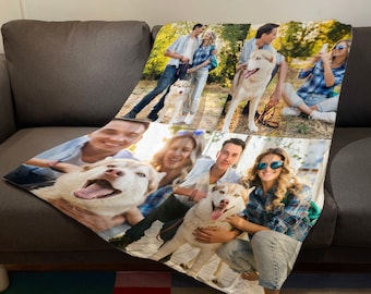 Custom Photo Collage Blanket: Personalized Fleece Throw, Xmas Gift