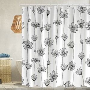 Flowers shower curtain/Retro shower curtains/ Waterproof Modern Fabric /Bathroom Shower Curtains with 12 Hooks /Bathroom decoration