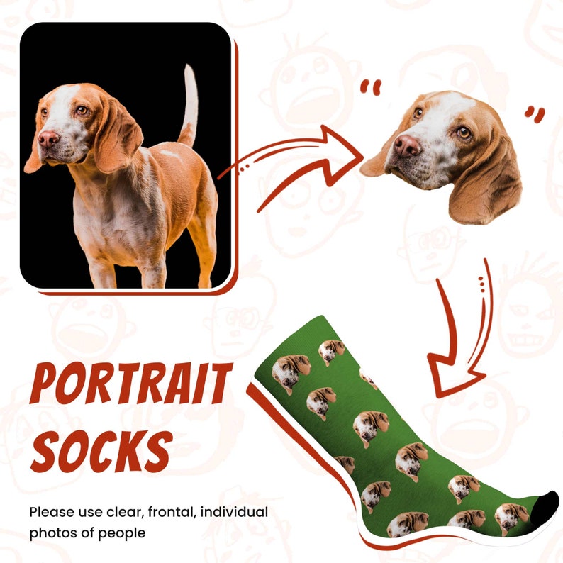Aangepaste sokken met huisdier gezichten, gepersonaliseerde huisdier foto sokken, grappige sokken met hond/kat gezicht, grappige sok gag cadeaus voor mannen vrouwen, kerstcadeaus afbeelding 3