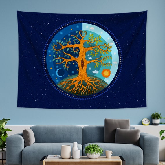 Tree of Life Tapestry Bohemian Hippie Wishing Tree Tapestry Mystic Meditation Psychedelic Tapestries Wall Hanging for Living Room Bedroom Etsy