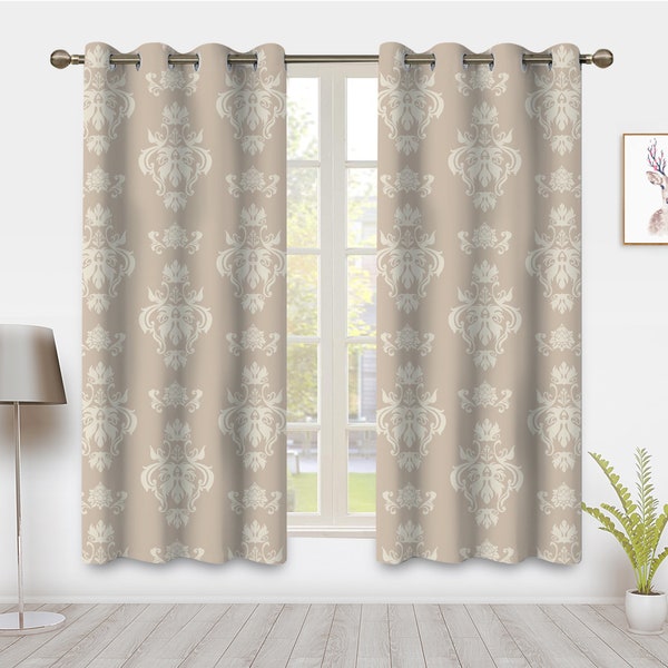 Bohemian Style Window Curtains Vintage flower brown Window Treatment Darkening Curtain Panel Blackout Curtain For Nursery Room Bedroom Decor