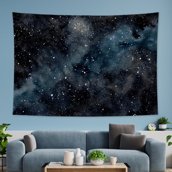 Galaxie Nebel Wandteppich Universum Sternenhimmel Gobelin Blau Grau Space and Deep Space Gobelin Wandbehang Kunst Himmelsansicht Gobelin