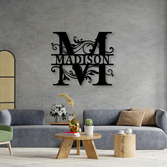 Cartello In Metallo Personalizzato Con Cognome E Monogramma – Per Matrimonio, Ingresso, Esterni – Varie Dimensioni E Colori