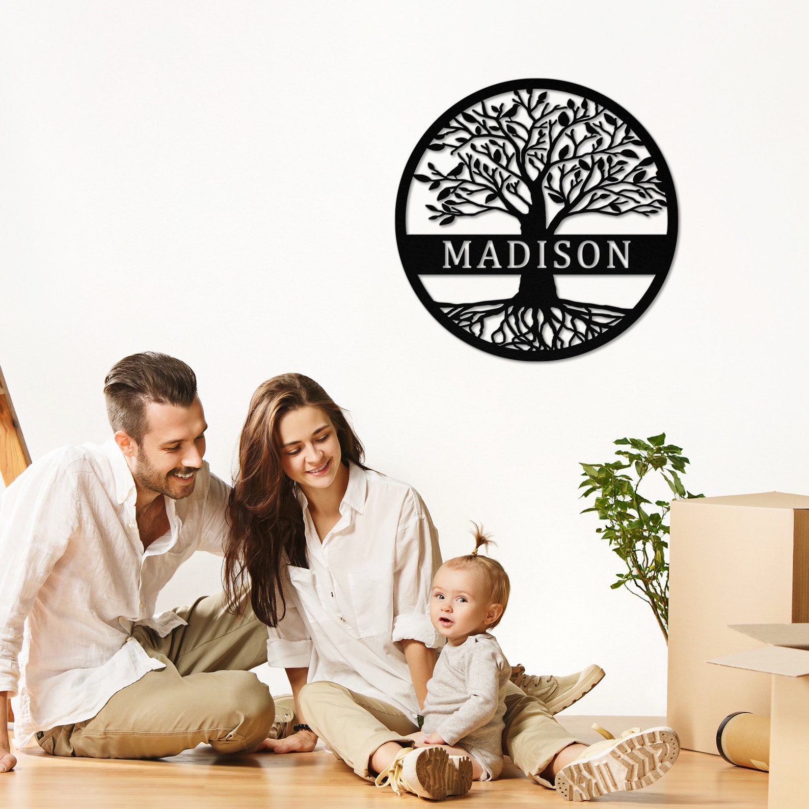 Personalized Tree of Life Metal Sign Custom Metal Family Last Name Tree ...