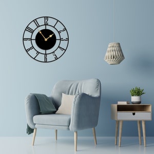 Silent Metal Large Wall Clock, Modern Simple Style Metal Wall Art,for living room bedroom wall hanging decor metal sign, Housewarming Gift