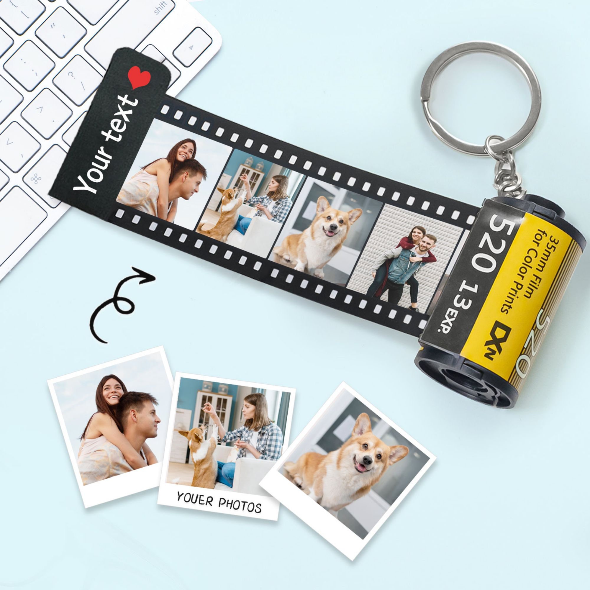 Personalized Keychains Photo Roll Keychain Personalized Gifts